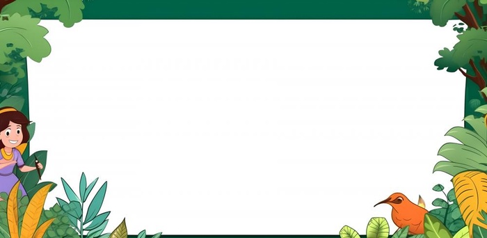 绿色植物女孩树木边框背景