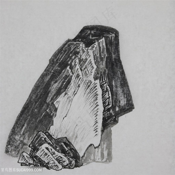 王军河工笔山水青绿山水传统山水皴法国画界画鬼脸皴袁江袁耀大斧劈2