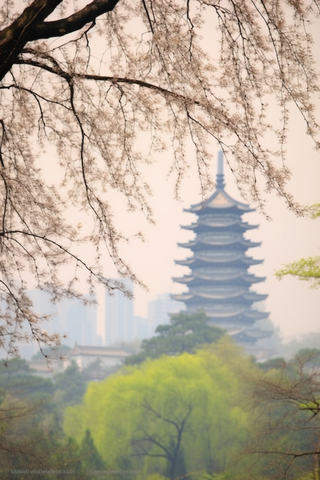 秋季风光下的宝塔摄影图