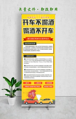 严禁酒后驾驶珍爱生命严禁酒驾宣传展架易拉宝psd源文件下载