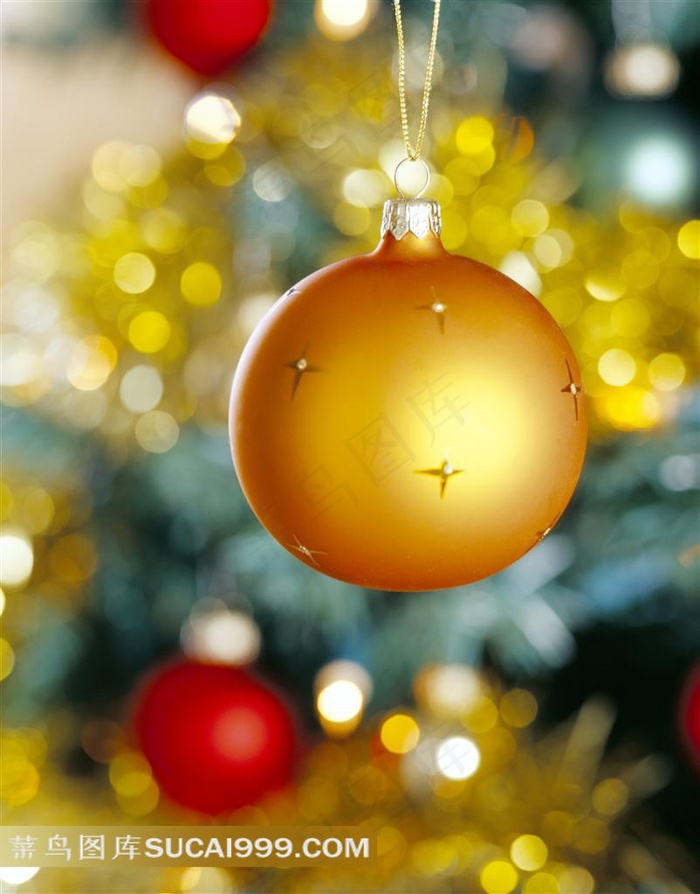 圣诞节耶诞节元素 圣诞树装饰金色彩球