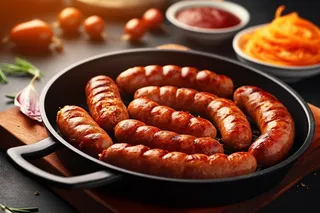 烤肉肉肠美食铁板摄影图