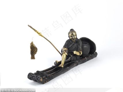 青铜器装饰物-垂钓渔翁21侧面