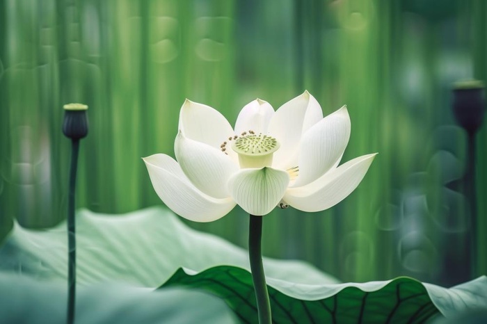绿色莲花莲子简约背景(1344x896)