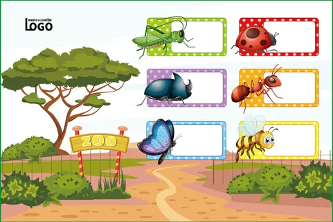 动物世界卡通不干胶标签贴纸