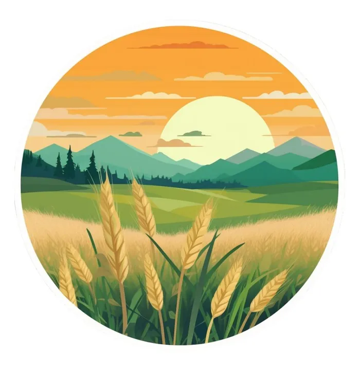 小麦麦穗稻穗边框画风景(1024x1056)