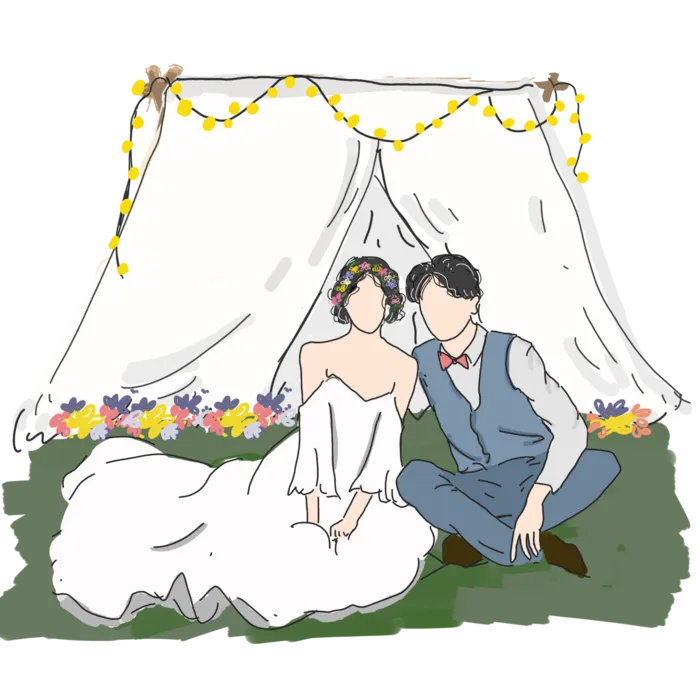 婚纱卡通人物婚礼白纱结婚婚纱摄影手绘