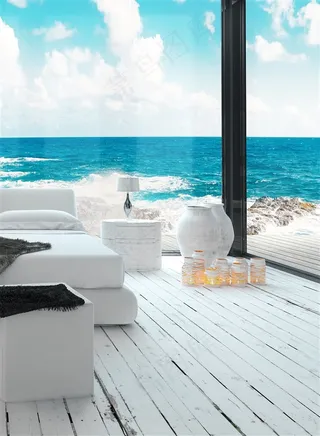 美丽的海边卧室装修素材大图