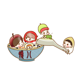 腊八元素-卡通腊八节腊八粥艺术字体八宝粥PNG免扣腊八海报装饰插画PNG素材