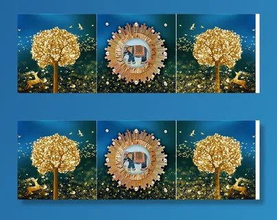 创造三联金色动物装饰