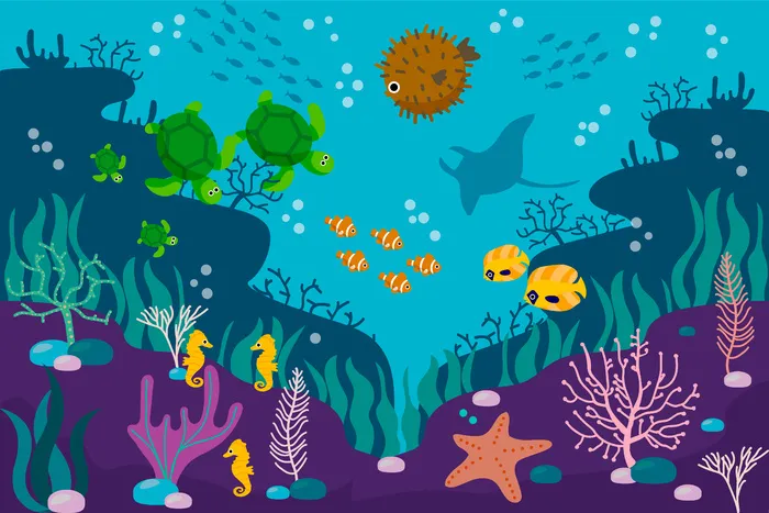 多种海底卡通生物eps,ai矢量模版下载