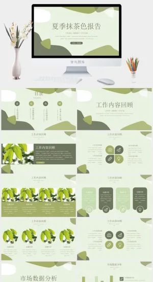 莫兰迪色系PPT模板预览图