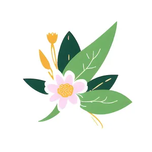 一朵花有绿叶环绕png免抠