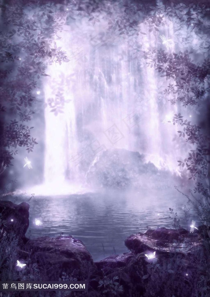 唯美仙境瀑布图片