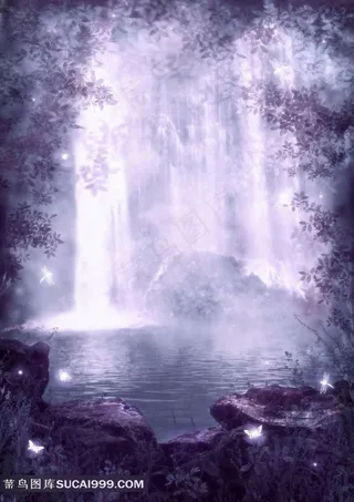 唯美仙境瀑布图片