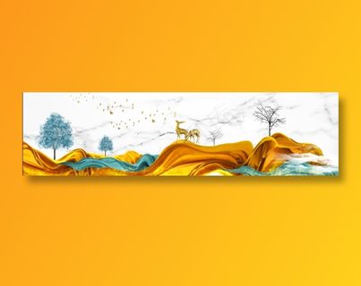 轻奢简约山水花鸟树木麋鹿客厅卧室玄关装饰画酒店装饰画高清背景图免扣元素