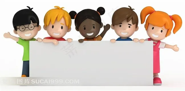 3D儿童与展板高清图片 3D儿童与展板高清图片