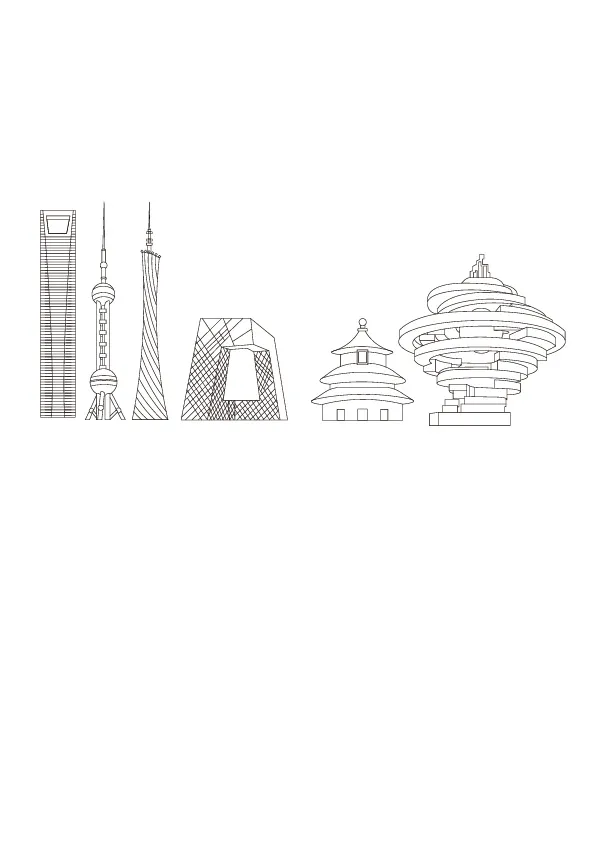 城市线稿，矢量素材，线稿，ai矢量模版下载