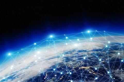 炫酷蓝色线条包裹的地球高清图