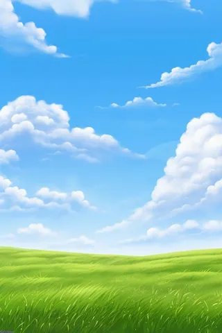 春天的蓝天白云草原很美背景图