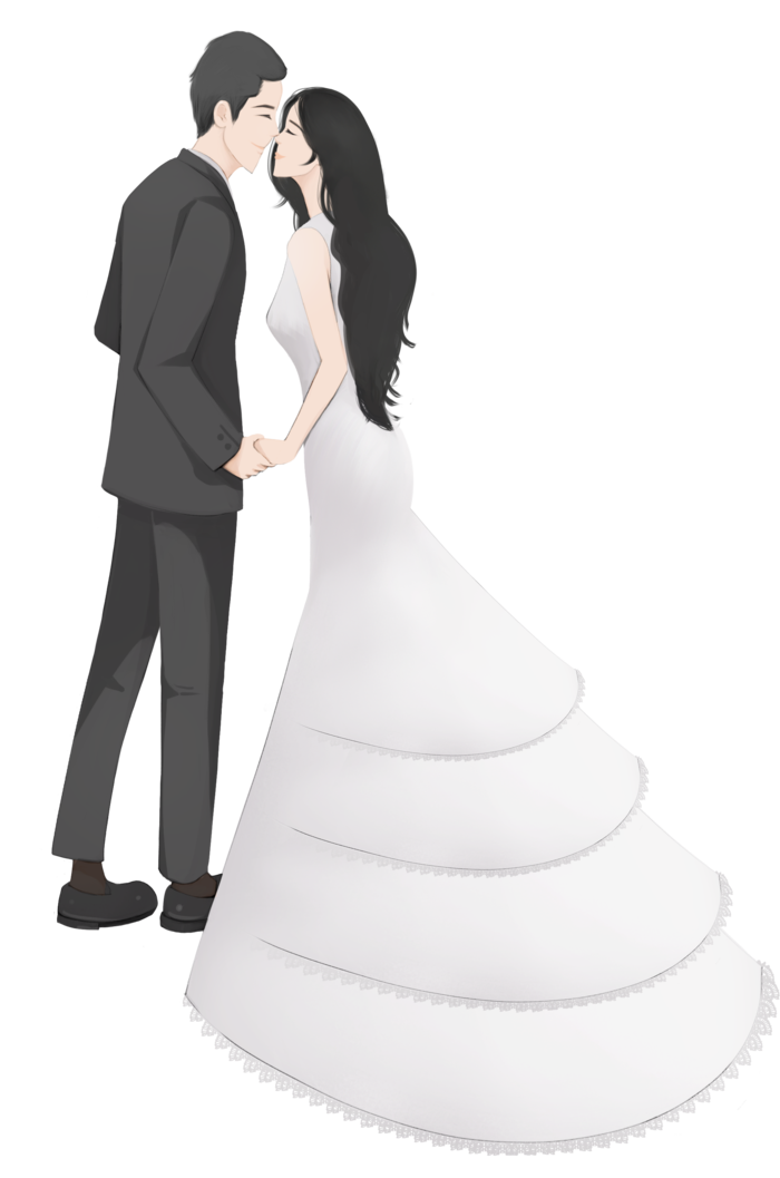 婚纱卡通人物婚礼白纱结婚婚纱摄影手绘