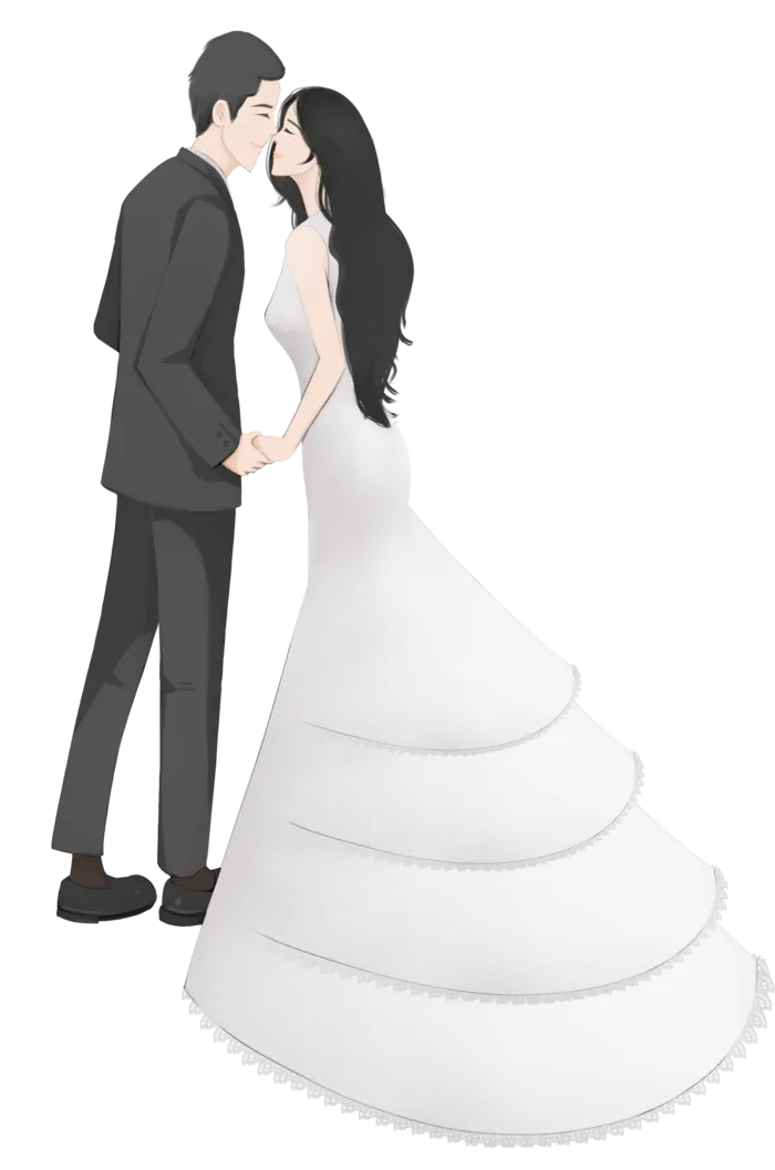 婚纱卡通人物婚礼白纱结婚婚纱摄影手绘