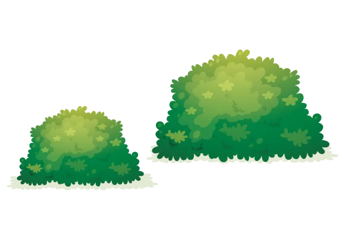 免抠水彩绿色植物卡通插画素材