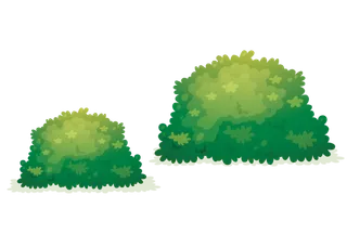 免抠水彩绿色植物卡通插画素材