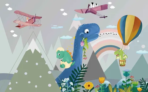 北欧手绘儿童房背景墙 北欧手绘儿童房背景墙