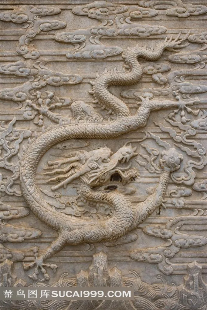 精美龙纹戏珠浮雕高清图片