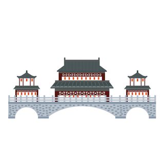 复古中国风国潮古建筑插画手绘高楼古塔AI素材亭子png免抠图