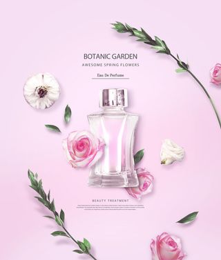 美妆化妆品粉色香水海报