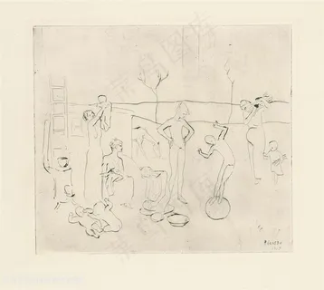 毕加索玩耍的人们抽象油画图片