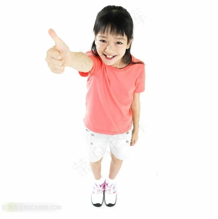 翘大拇指的可爱女孩素材