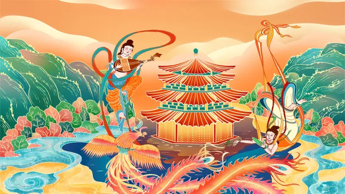 敦煌系列国潮插画