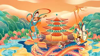 敦煌系列国潮插画