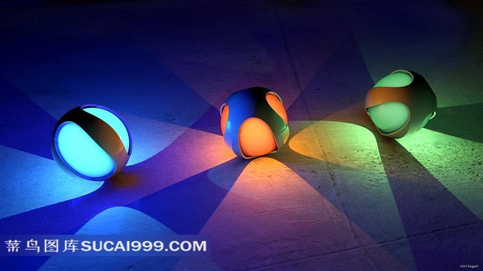 3D立体圆球发光图形壁纸