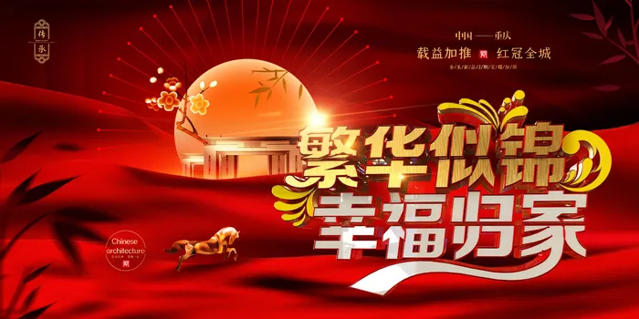 新年房地产欢迎回家幸福启航海报