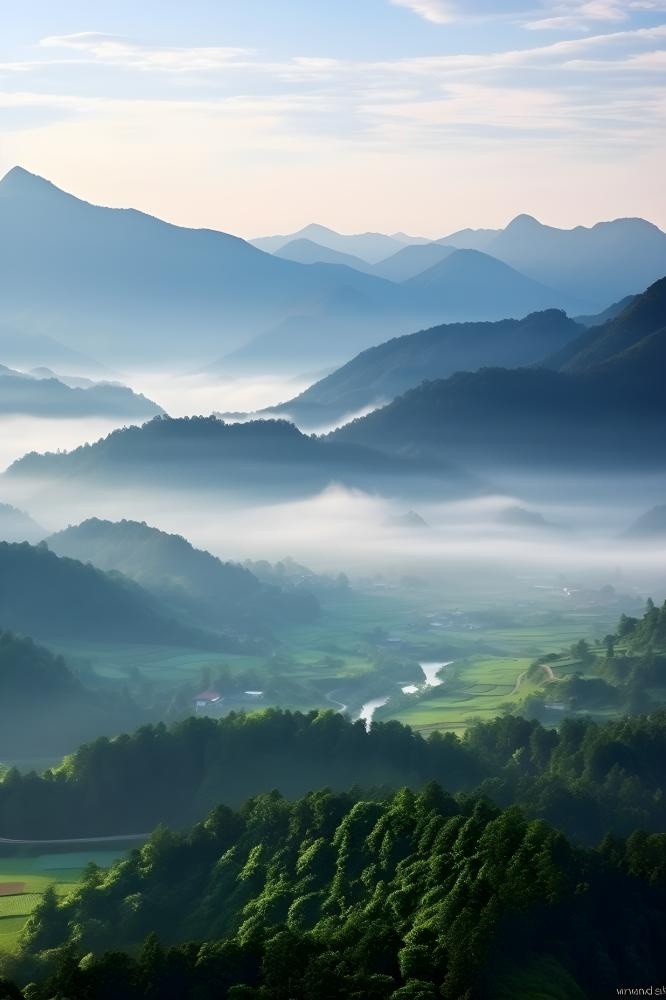 山脉树林高空摄影