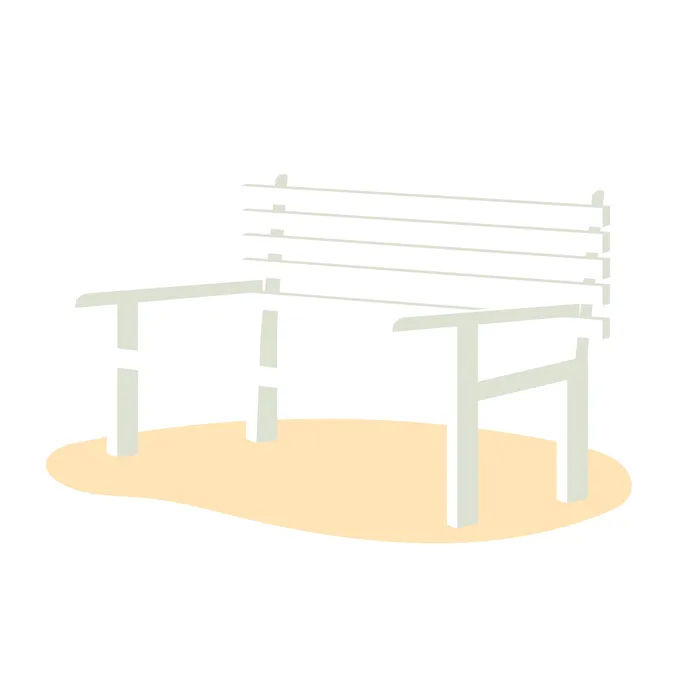 简约白色公园长椅插画设计
