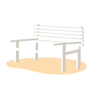 简约白色公园长椅插画设计