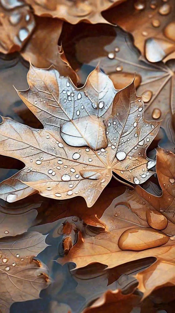秋叶落叶雨水秋天，秋分(816x1456)