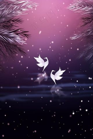 紫色夜景雪花唯美背景