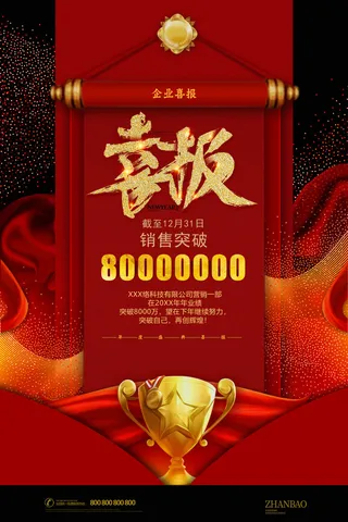 2022企业公司销售业绩年终大捷军令喜报PSD设计素材模板
