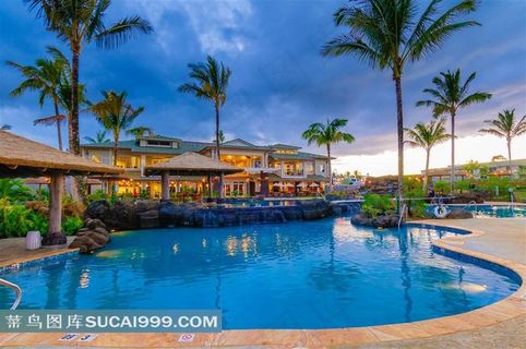 景色优美的海边别墅区图片