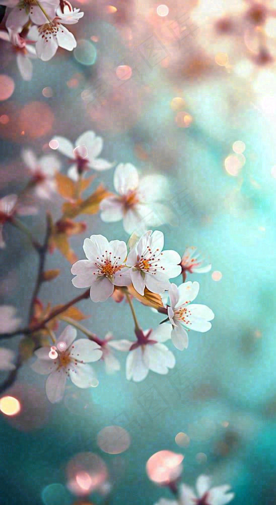 春天唯美清新白色鲜花樱花，文艺新鲜浪漫情人节摄影图(816x1488)