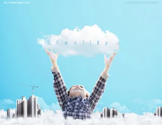 儿童成长奇幻白云气球海报