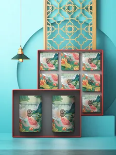 国风高档茶叶包装盒袋罐瓶LOGO标贴展示VI智能贴图样机PSD素材