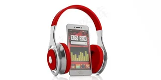 播放音乐的智能手机和耳机