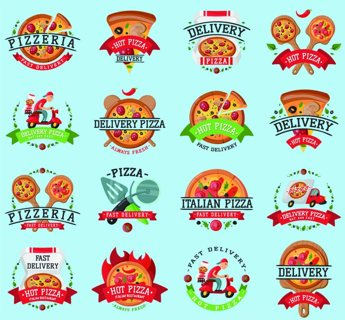 免抠创意披萨标签